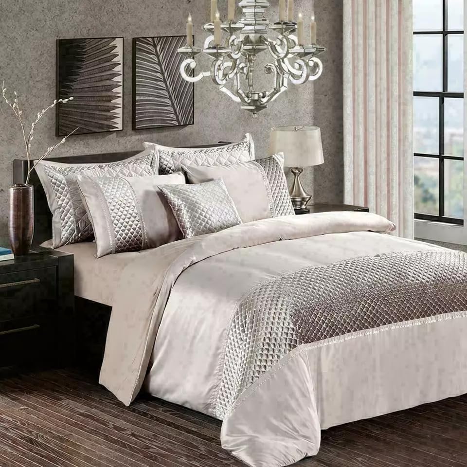 Online Bedding Store Luxury Atlanta Duvet Cover with Pillow Case - Polyester Velvet Luxury Bedding Set Soft Cosy Bedding Set & Pillowcases (Mink, King)