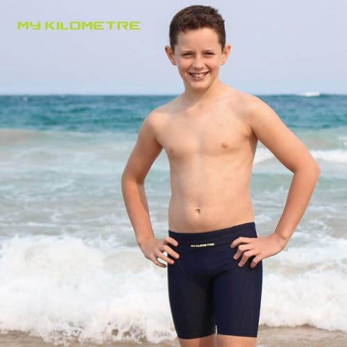 Miniatura 6 de MY KILOMETRE Traje de baño Jammer para niños con cordón de entrenamiento para niños Endurance Boys Youth Swim Shorts Traje de baño para niños