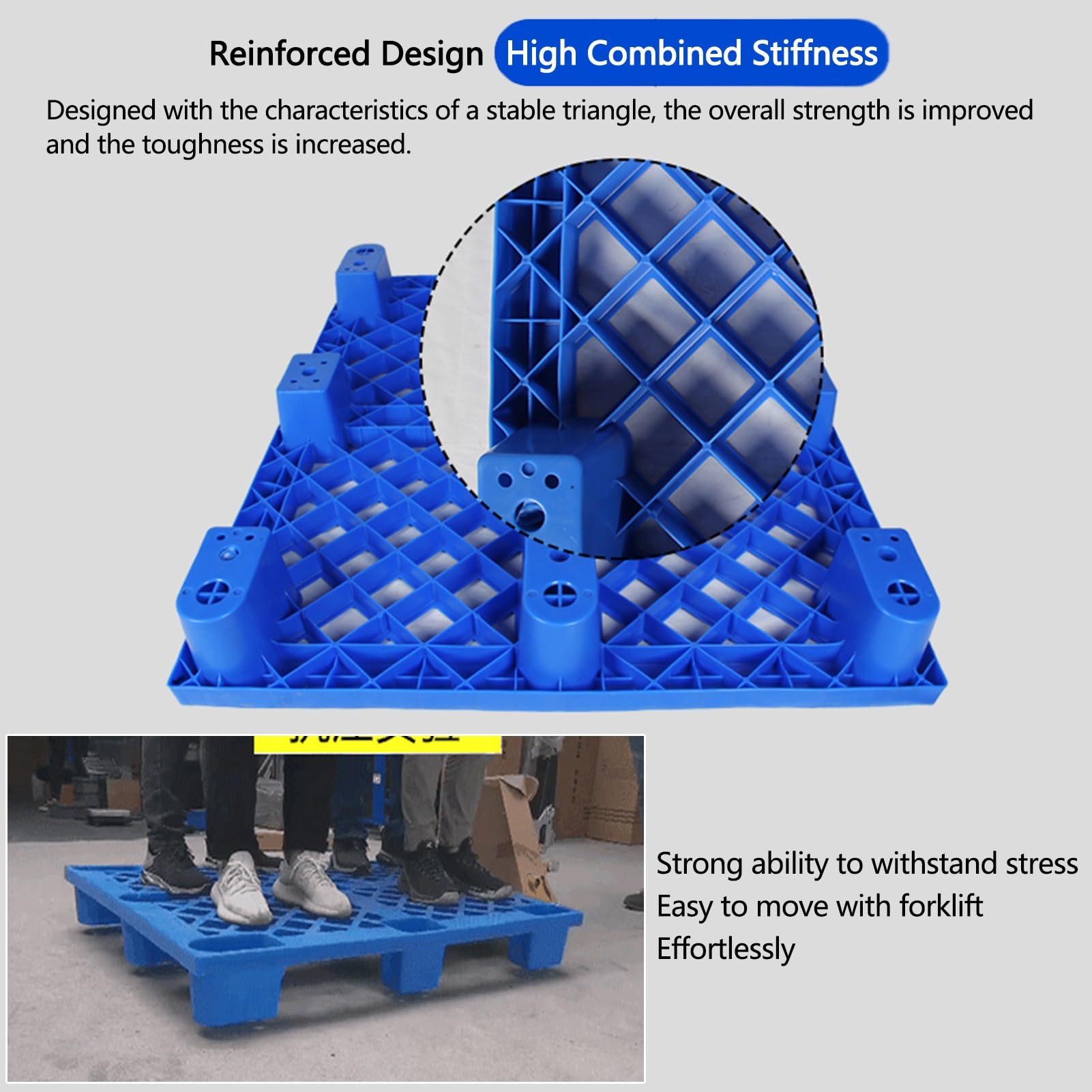Bac à Peinture Industriel - Palette de Confinement des déversements, bac d'expédition en Plastique avec grilles (Bleu, Lot de 5, 110 x 80 x 14 cm)