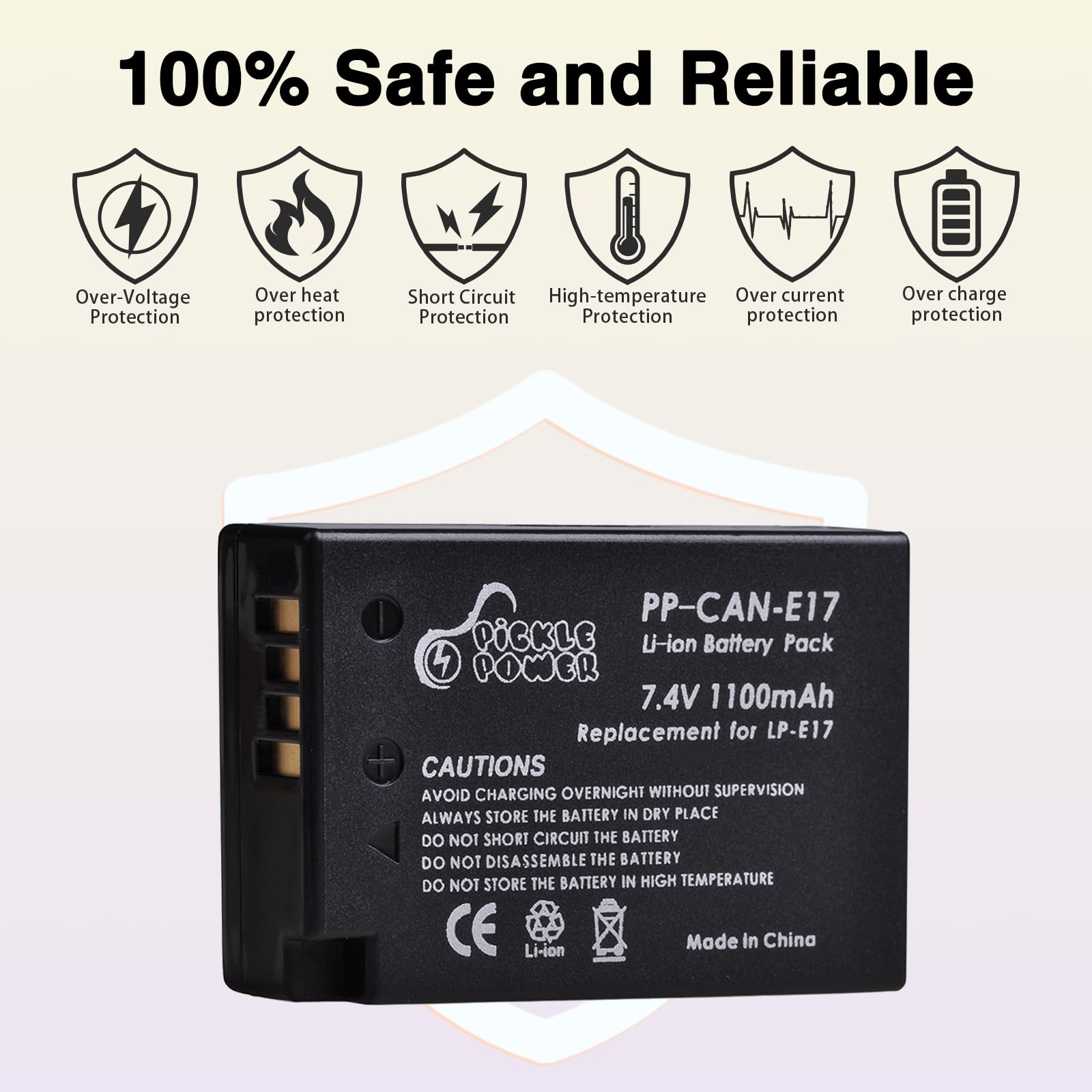 Pickle Power 2Pcs LP-E17 Batteries 1100 mAh avec Double Chargeur USB intégré pour Canon Rebel SL3 SL2 T8i T7i T6i T6s EOS M3 M5 M6 8000D 800D 760D 750D 200D 77D Kiss X8i