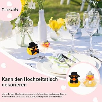 Pack of 2 Duck Wedding Couple Squeaky Duck for Weddings Bride and Groom Rubber Duck Mini Couple Duck for Ceremony Rubber Duck Souvenir Marriage Blessing Elegant Heartwarming Gift