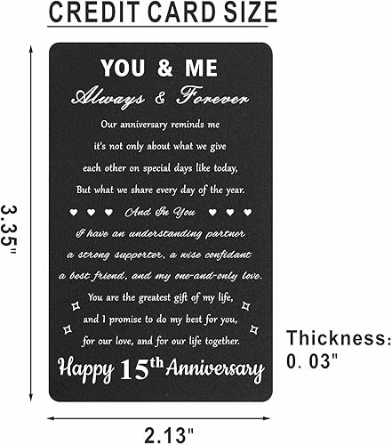 Miniatura 2 de Tarjeta personalizada de aniversario de 15 años para hombres y esposas, tarjeta de 15 aniversario, tarjeta de 15 aniversario de boda grabada