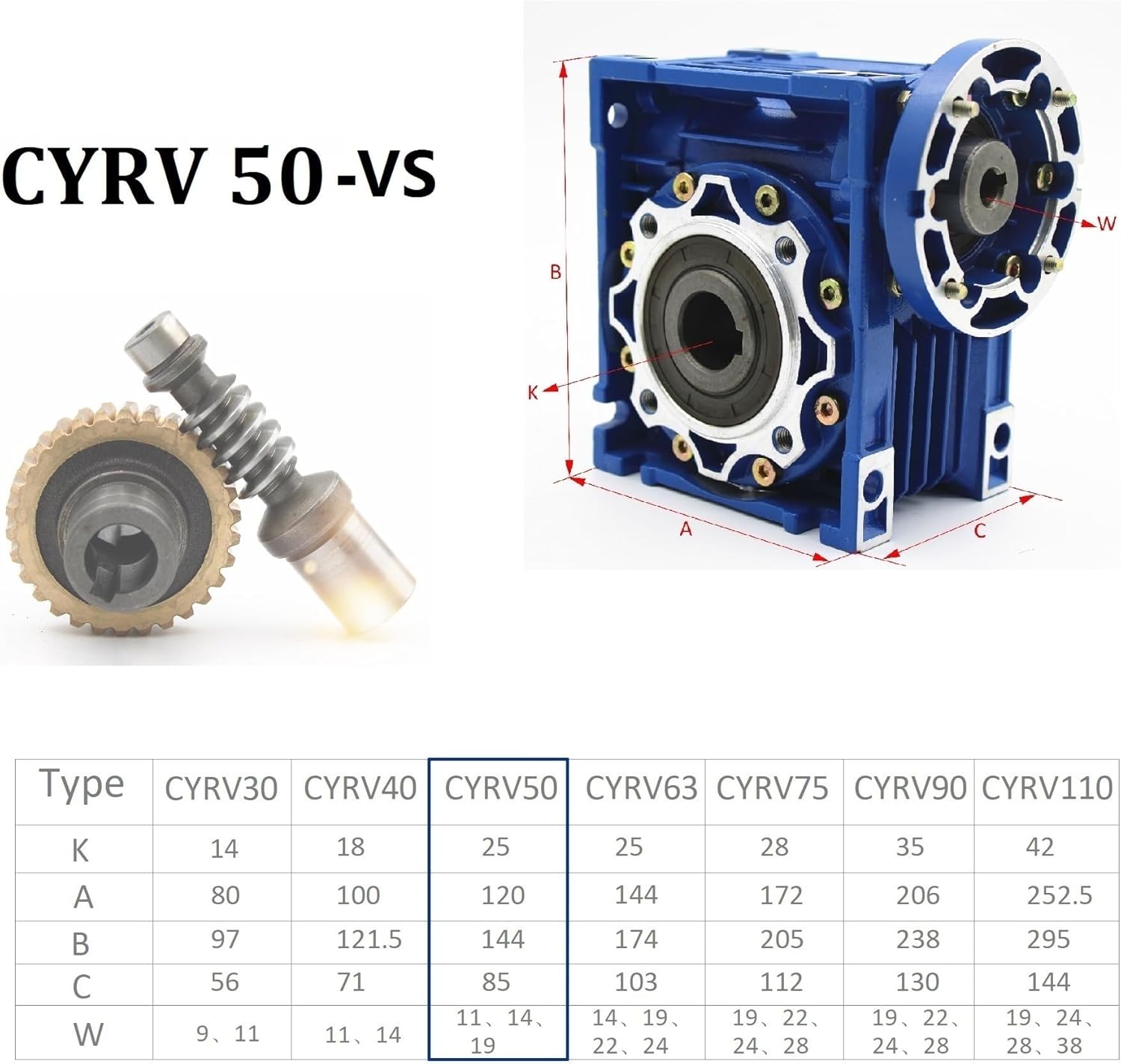 High Worm Gear Gearbox Gearmotor Reducer NMRV 050-VS Input 14/11/19 Ratio 5:1/100:1 Industrial Applications(RV50-VS Ratio 5,Input 19 FL80B14)