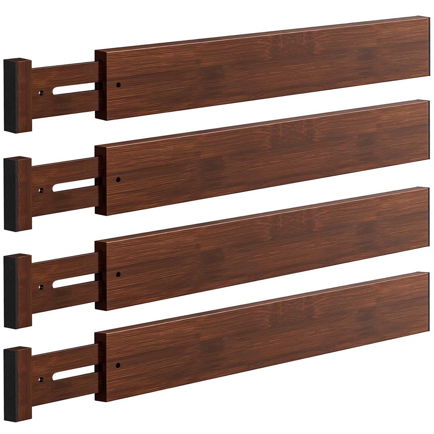 Ducoo Mocha 4 Pcs Drawer Divider, 17"-22" Adjustable Bamboo Drawer Dividers Organizers, Expandable Separators For Kitchen, Clothes, Dressers, Home, Office,