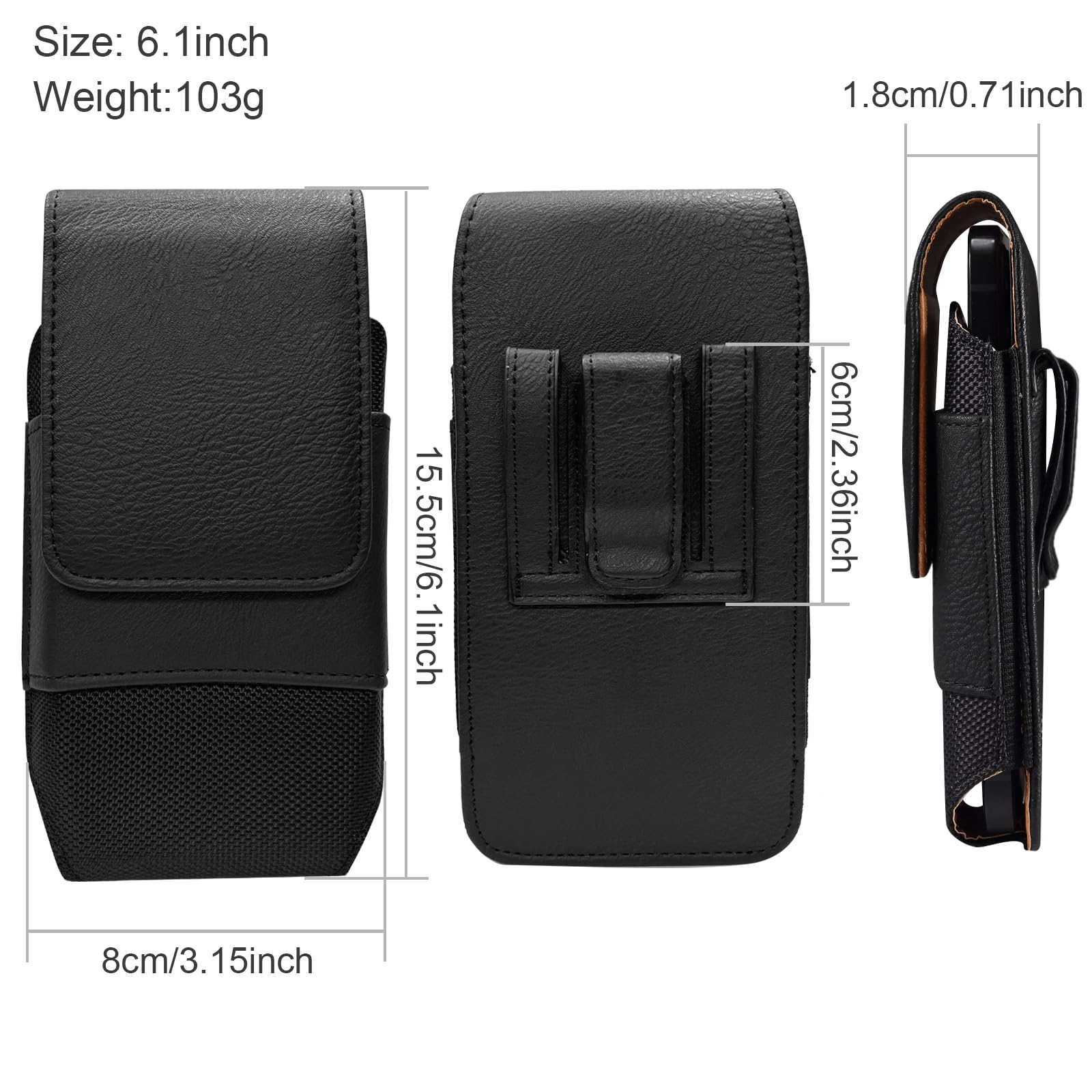 Funda para cinturón de piel para hombre, universal, para iPhone 17, 16, 15, 14, 13, 12, 7, 8, Samsung Galaxy S10e, S9, S8, S7, S6, 6,1 pulgadas, vertical, soporte con soporte para tarjetas, color