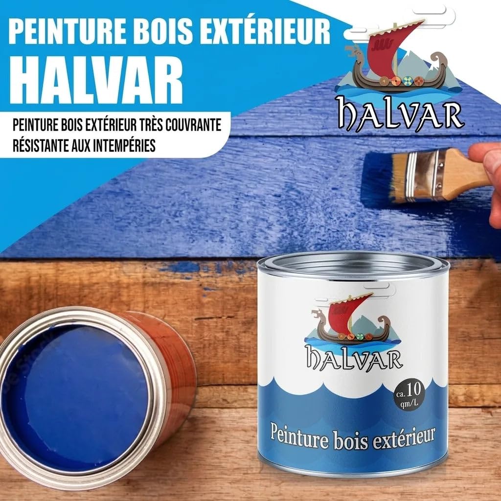 Peinture bois extérieur scandinave peinture façade en Blanc, Beige, Vert, Rouge suédois, Brun-rouge, Brun foncé & Noir Vernis bois protection longue durée contre les intempéries (20 L, Beige) Halvar