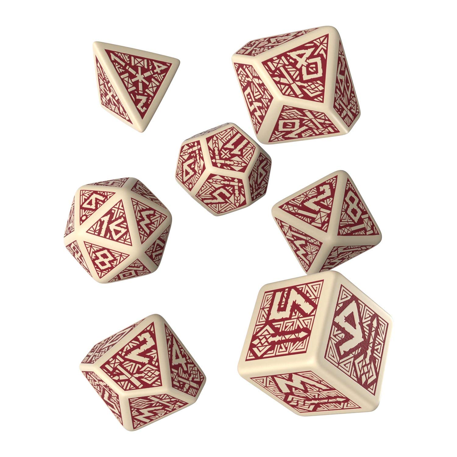 Q-Workshop DWA87 Dwarven Dice Beige/Bordeaux (7)