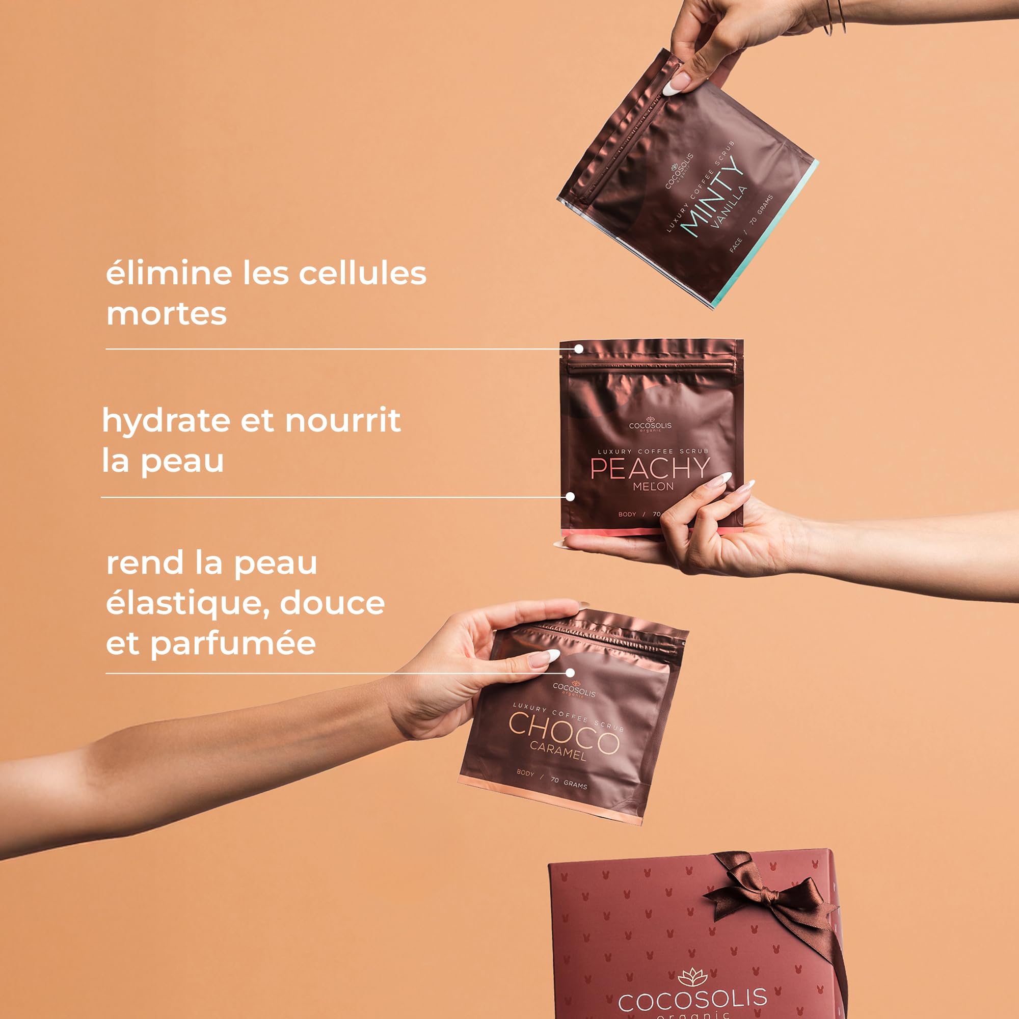 COCOSOLIS Set Gommage Café aux Huiles Essentielles Naturelles pour Femme, Vanille, 280 g, 1 Unité