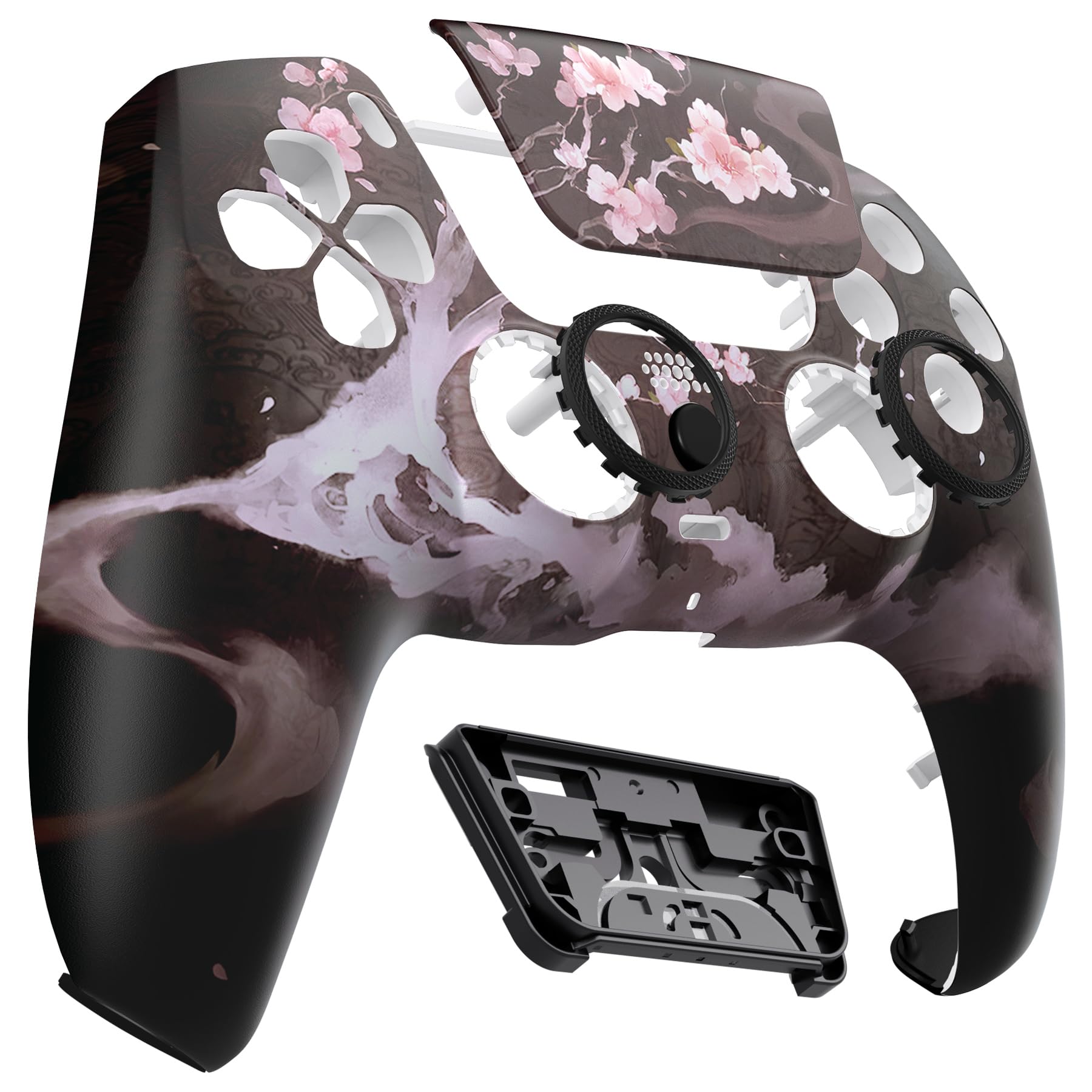 eXtremeRate Re-Design Luna Front Hülle für ps5 Controller BDM-010/020/030/040/050/060-Aufblühen im Dunkeln | Integriertes DIY-Ersatz Gehäuse&Accent-Ring&Touchpad Cover Zubehör für ps5 Gamepad