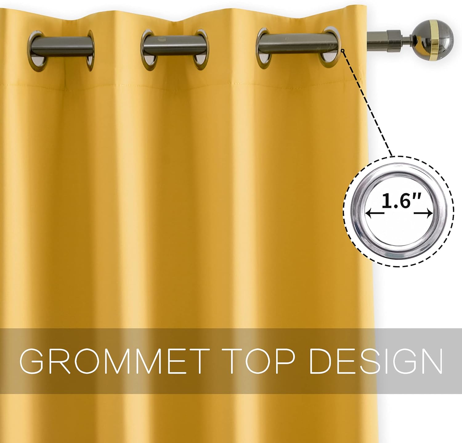 YGO 95 inch Bedroom Curtains Panels Functional Blackout Curtains Panels for Bedroom Thermal Insulated Privacy Assured 52 x 95 Inch in Mustard Yellow Color Set of 2 - Image 5