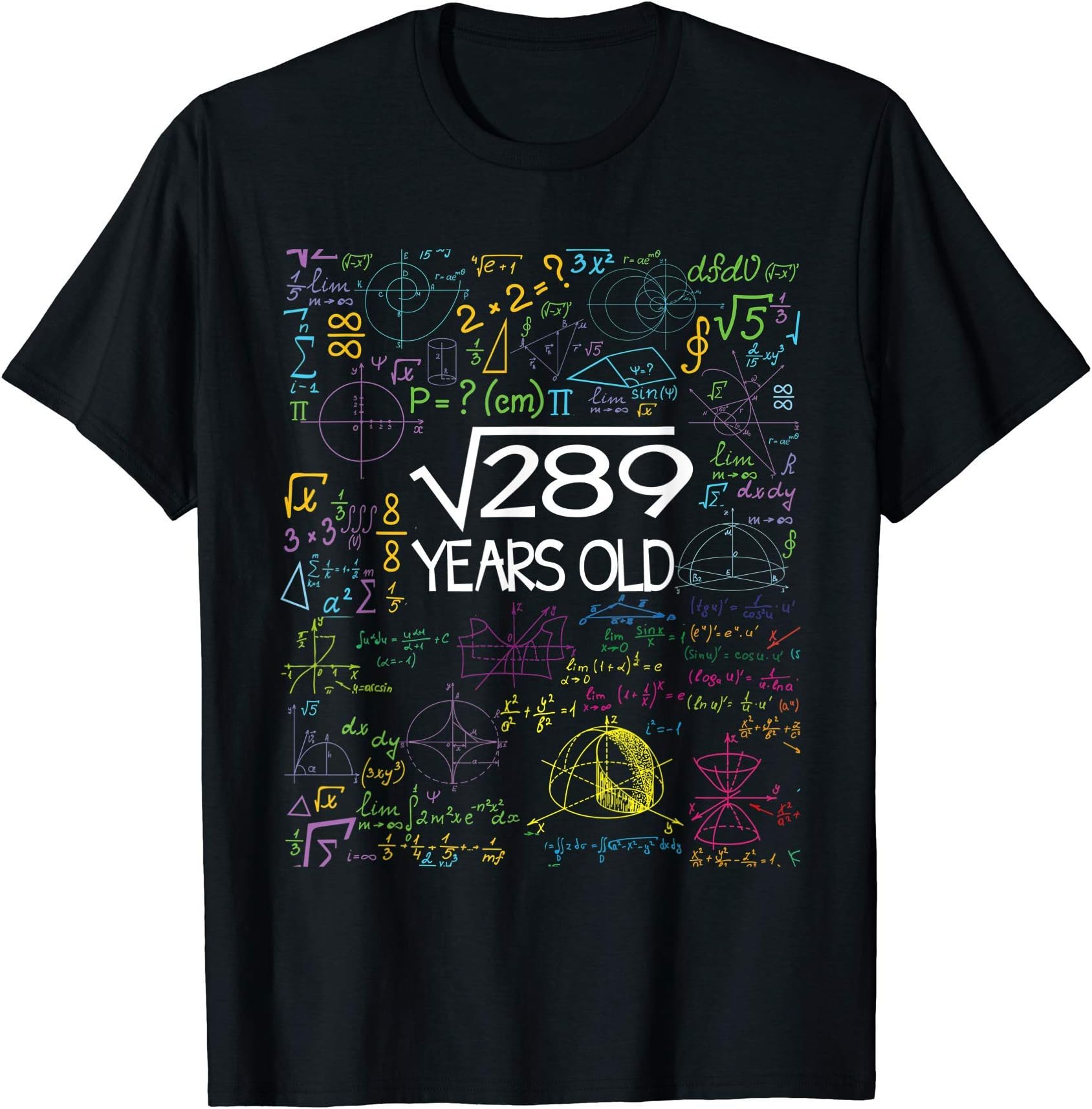 Square Root Of Funny Physics & Math Birthday GiftsSquare Root Of 289 17th Birthday Funny 17 Year Old Math T-Shirt