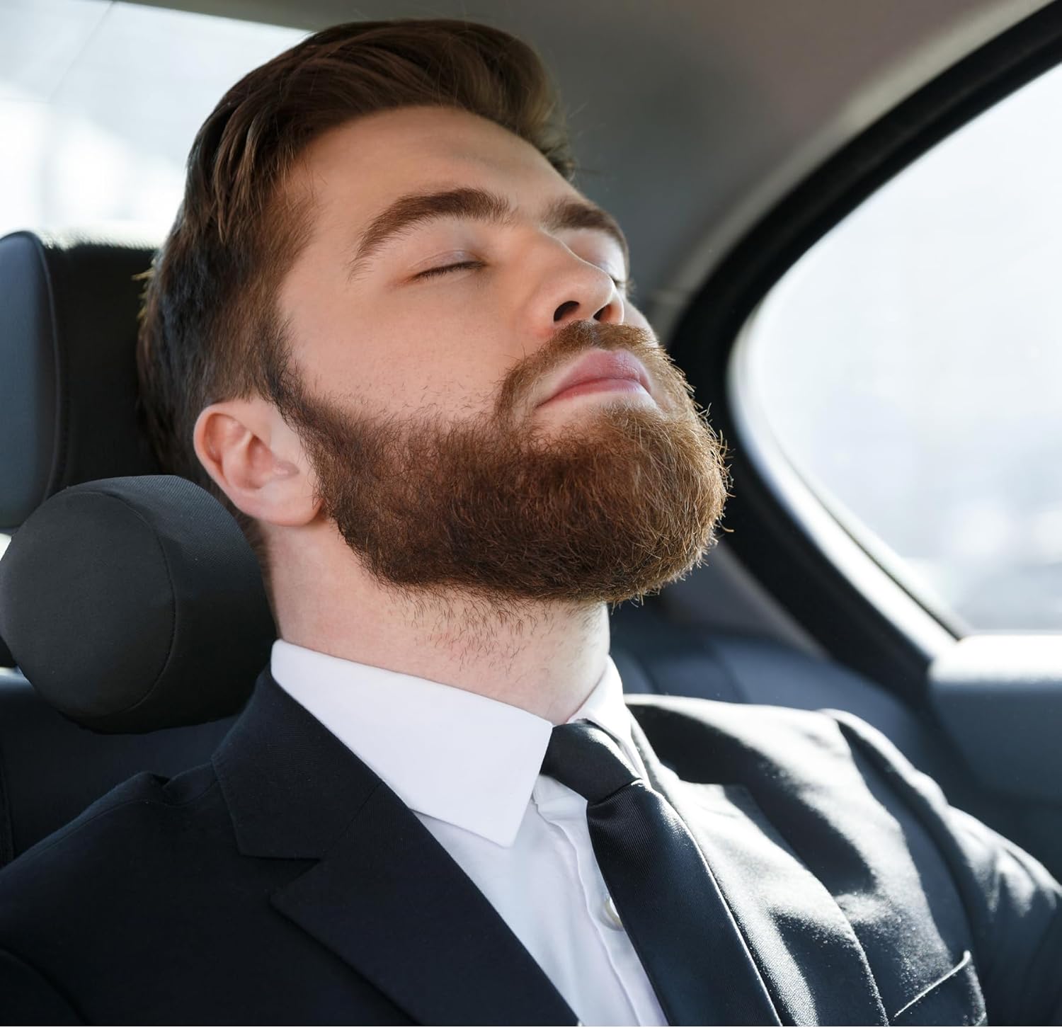 ALIBO Memory Foam Chairs Recliner Car Neck Pillow with Adjustable Strap Soft Auto Cervical Round Roll Bolster Headrest Supports Cushion Pad Black 1 Piece - Image 2