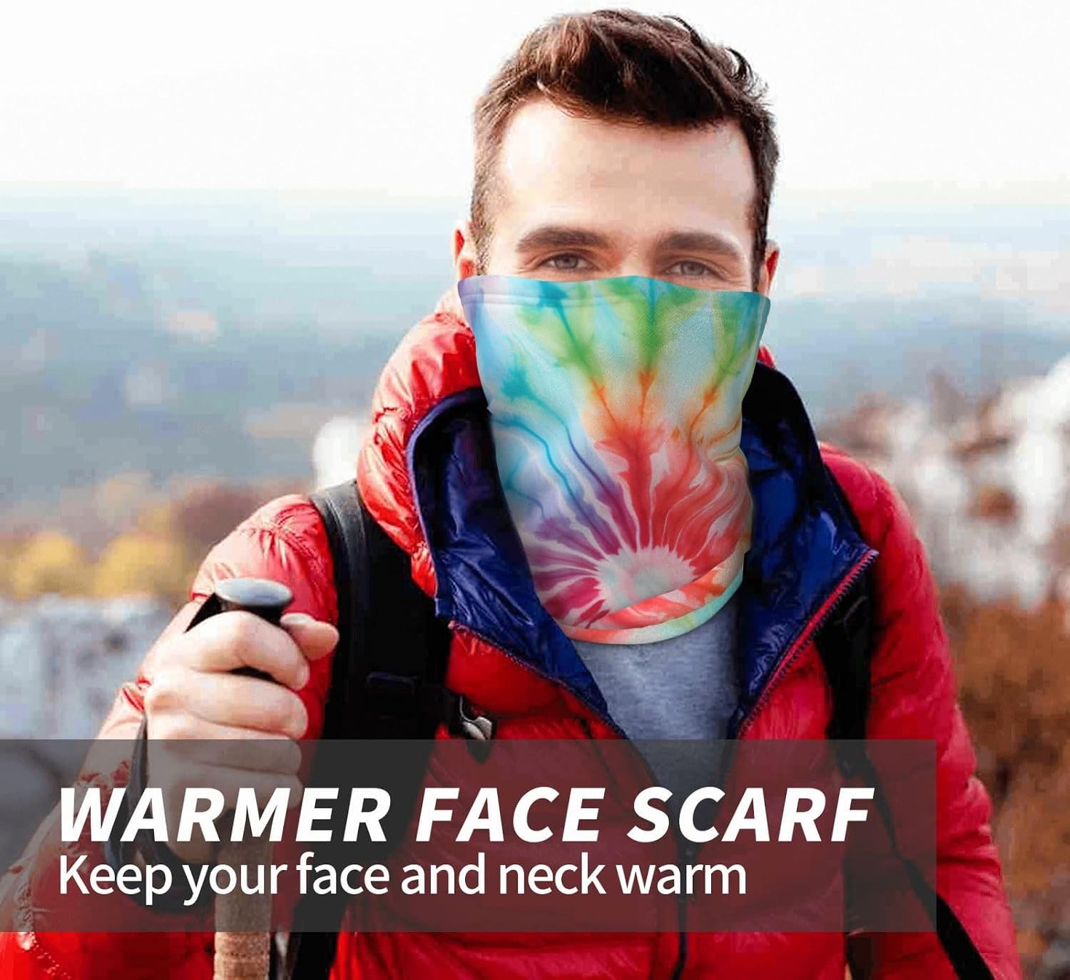 Winter Face Mask Elastic Headband Cold Weather Neck Warmer for Men Women, Colorful Dyeing Adjustable Neck Gaiter