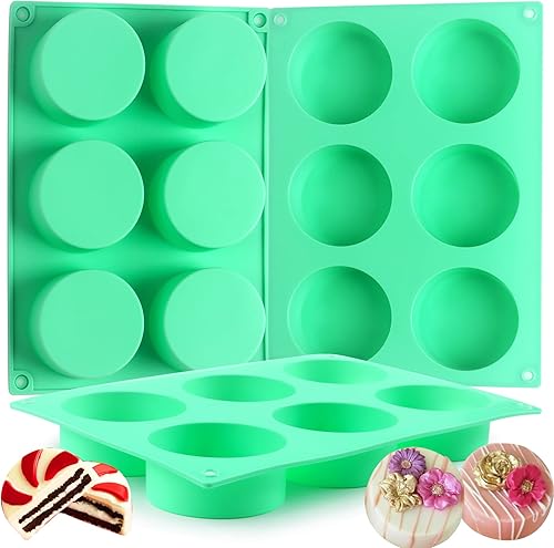 Vista 14 de Siodisr 2Pcs Oreo Cookie Chocolate Silicone Mold, 6-Cavity Round Cylinder Oreo Chocolate Cover Molds for Candy, Silicone Baking Molds for Mini