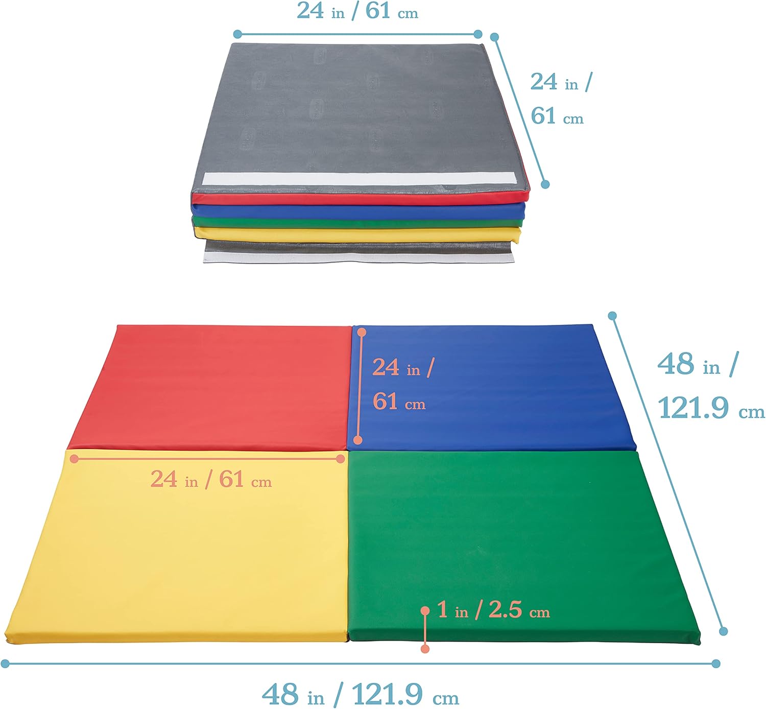 ECR4Kids SoftZone Quad Fold-N-Go Activity Mat, Folding Playmat, Contemporary