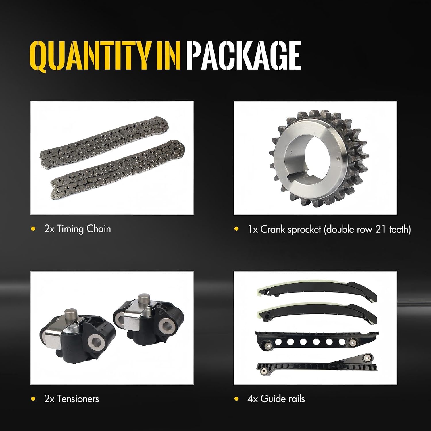 KUSATEC 9-0391SB Timing Chain Kit w/Chain Tensioner Guide Rail Sprocket for Ford F150 F250 F350 Super Duty Heritage E150 E250 E350 Econoline Club Wagon Excursion Expedition Lincoln Mark LT Navigator