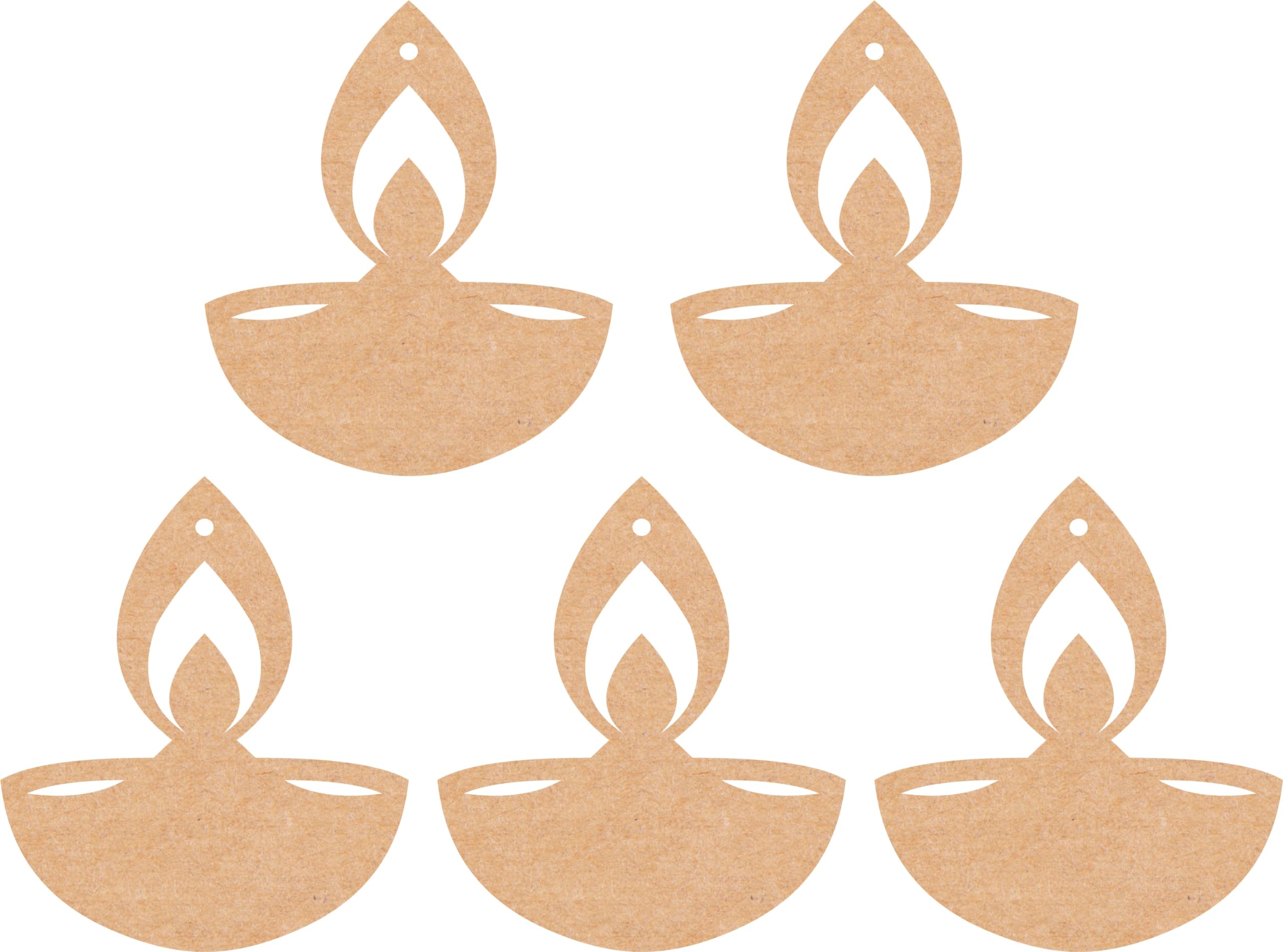 Sure Laser Cut MDF DIY Cutouts Diya (5 pcs) Plain MDF Blank Cutouts for DIY, Artwork, Resin Art, Craft Project, Home Office Festive Décor-image-31