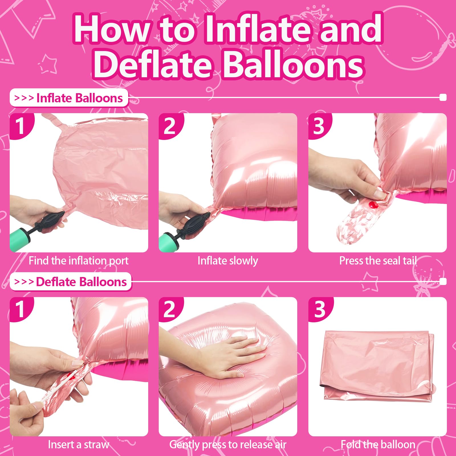 NISOCY 48 globos cuadrados de aluminio rosa magenta intenso, telón de fondo de pared de doble cara, kit de arco de globos rosa metálico para aniversario, despedida de soltera, cumpleaños, compromiso
