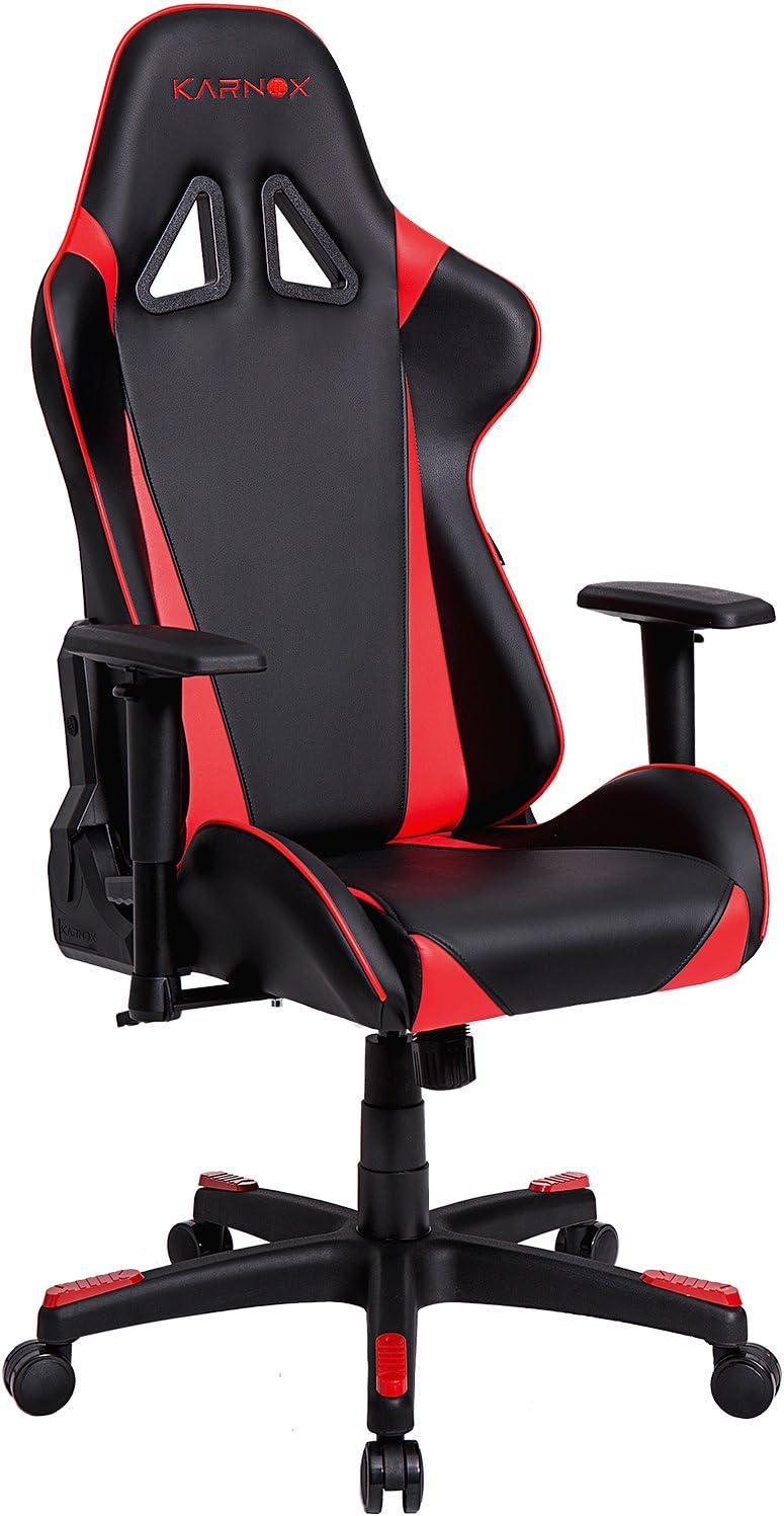 KARNOX Hero X Red Black Racing Style Gaming Office Chair with Adjustable Height and Armrests, Ergonomic 170° Reclining, Locking High Back with Integrated Headrest