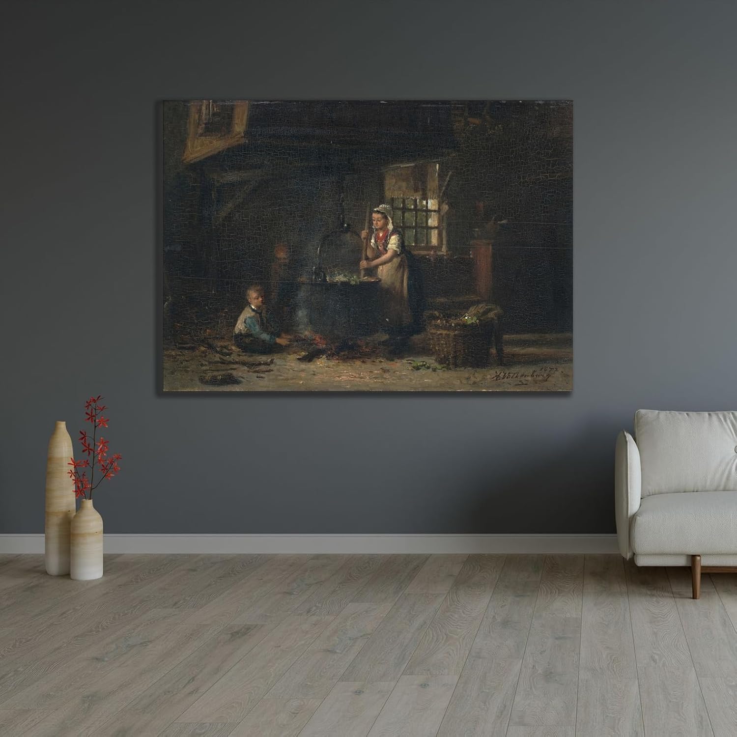 ArtDirect Rural kitchen interior. (1872) Unframed Art Print Giclee Poster by Hendrik Valkenburg - Ready for Framing with Customization Sizes 10x7, 14x10, 20x14, 34x24, 48x34 and 60x43 inches
