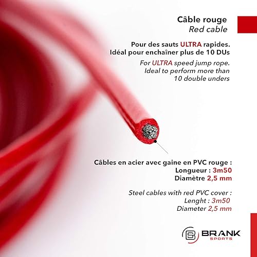 Miniatura 3 de BRANK SPORTS Paquete de 2 cuerdas de acero de repuesto para todas las cuerdas de saltar  Longitud 12 pies  2 diámetros y 7 colores para elegir