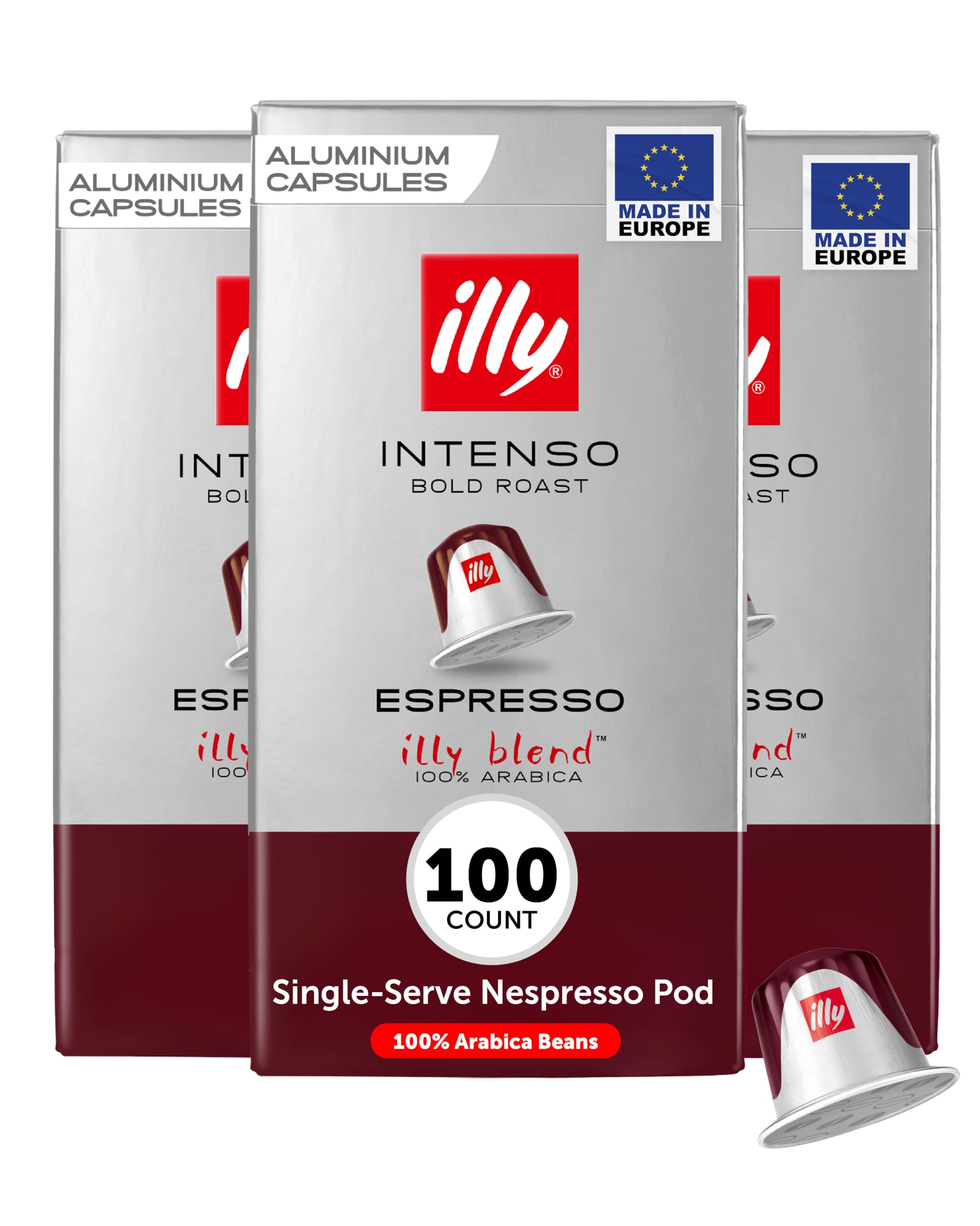 illy Aluminum Espresso Capsules - Compatible with Nespresso Machines - Intenso Bold Roast Coffee - Full of Flavor - Notes of Cocoa and Dried Fruit - Single Serve Capsules - 10 Count (Pack of 10)