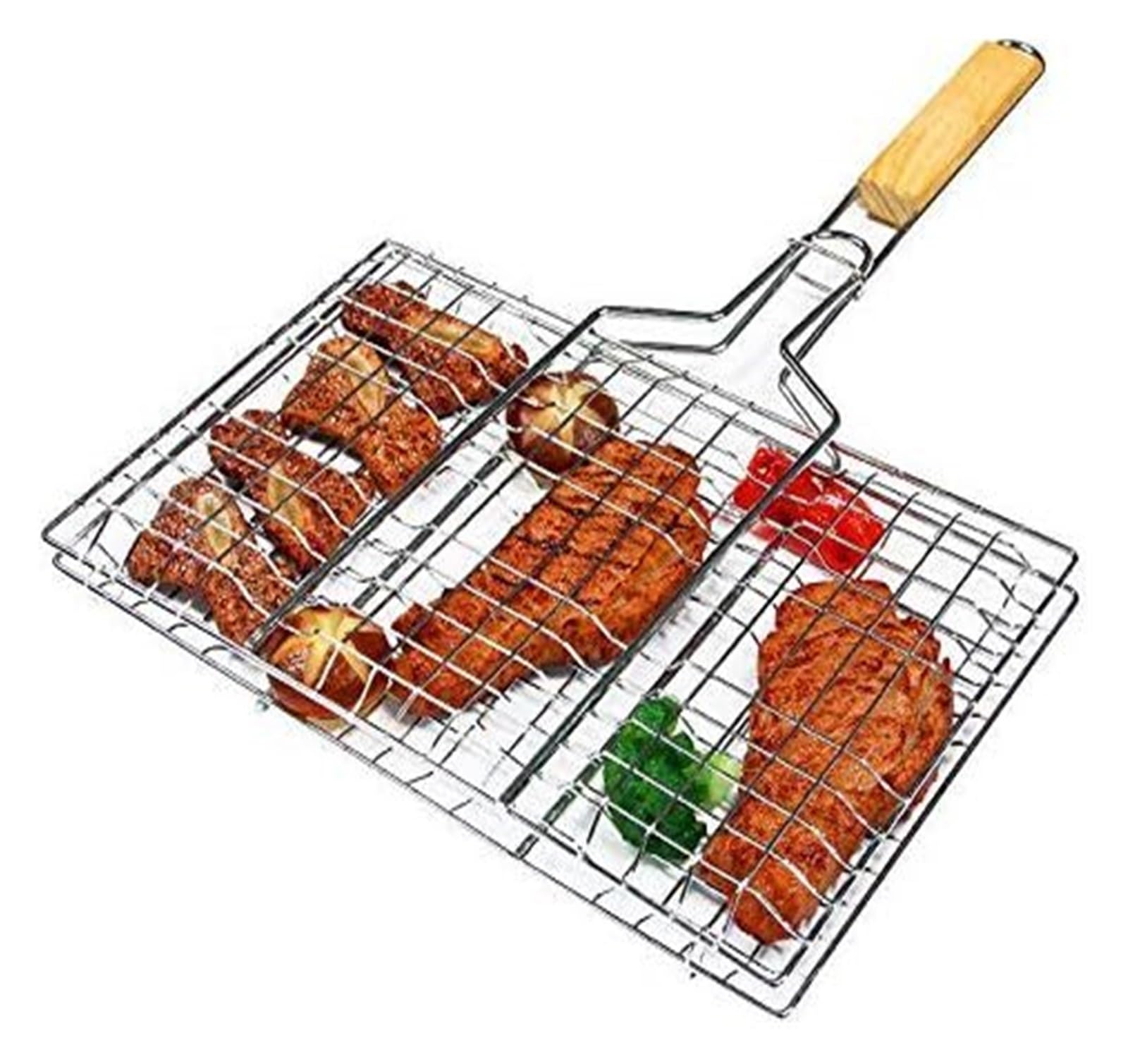 Ruszt do grilla BBQ Koszyk do grillowania ze stali nierdzewnej z powłoką zapobiegającą przywieraniu Koszyk do grilla Narzędzia Siatka do grilla do ryb, steków, warzyw