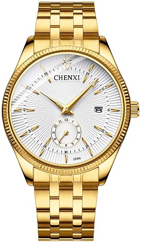 FANMIS Men's Luxury Analog Quartz Gold Wrist Watches Business Stainless