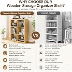 Thick Border Wood 4 Cube Storage Organizer Bookcase, Oak, 13 inch | 2026 Thick Border Wood, Anti-Tipping Kits, Open Back Shelf