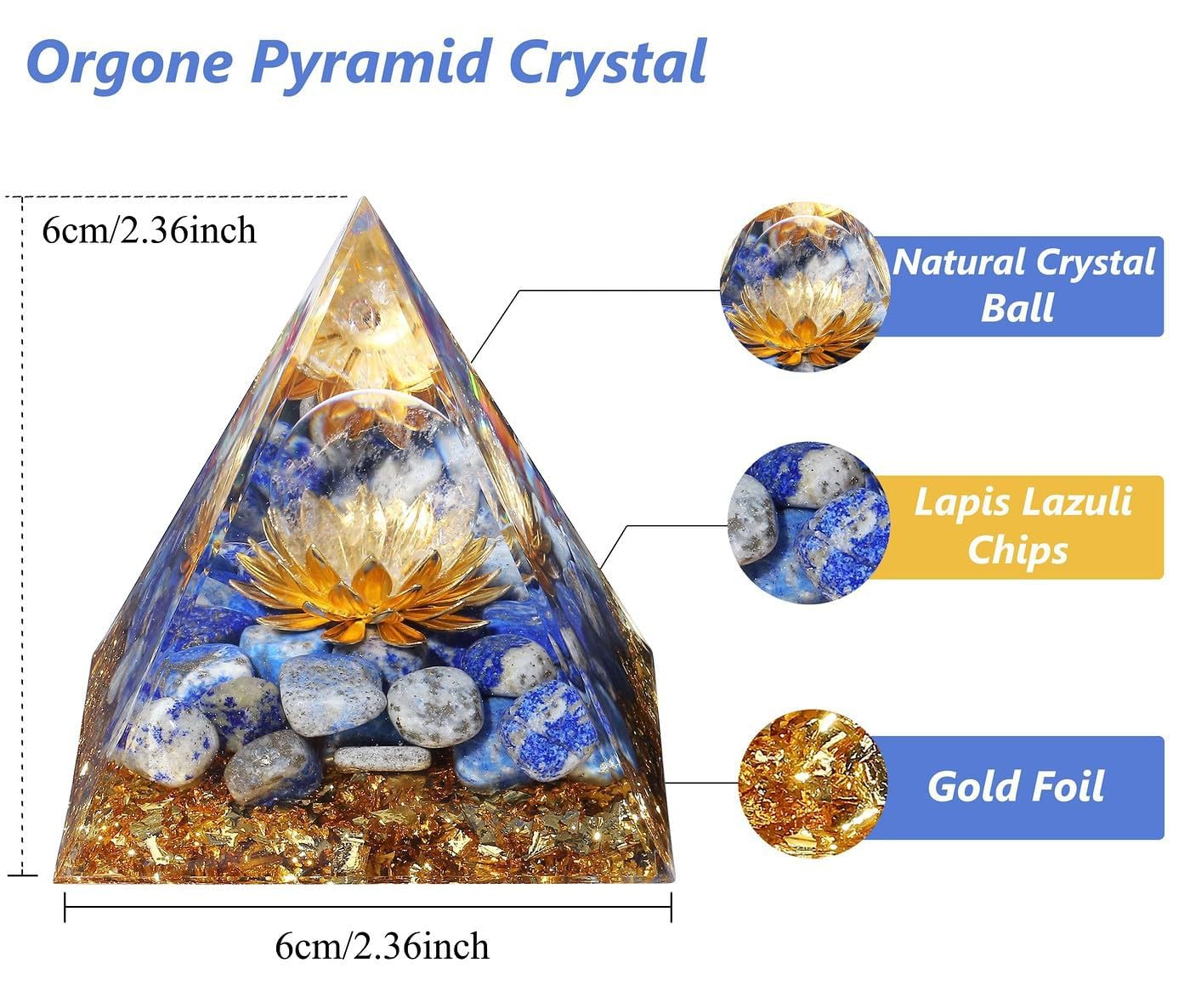 XIANNVXI Lapis Lazuli Crystals Tower,Lotus Flower Tower Orgonite Orgone Lapis Lazuli Healing Crystal Gemstone Tower - Image 4
