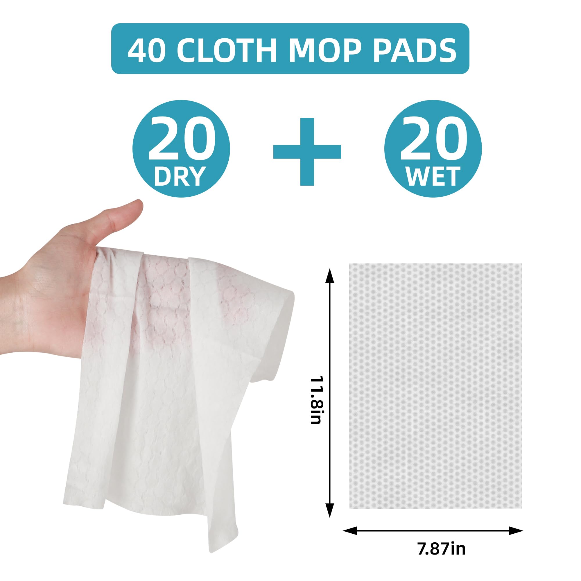 Mopas ligeras para limpieza de suelos, kit de trapeador seco y húmedo 2 en 1, kit de inicio de barrido y trapeador que incluye 1 fregona + 20 recambios secos + 20 recambios húmedos
