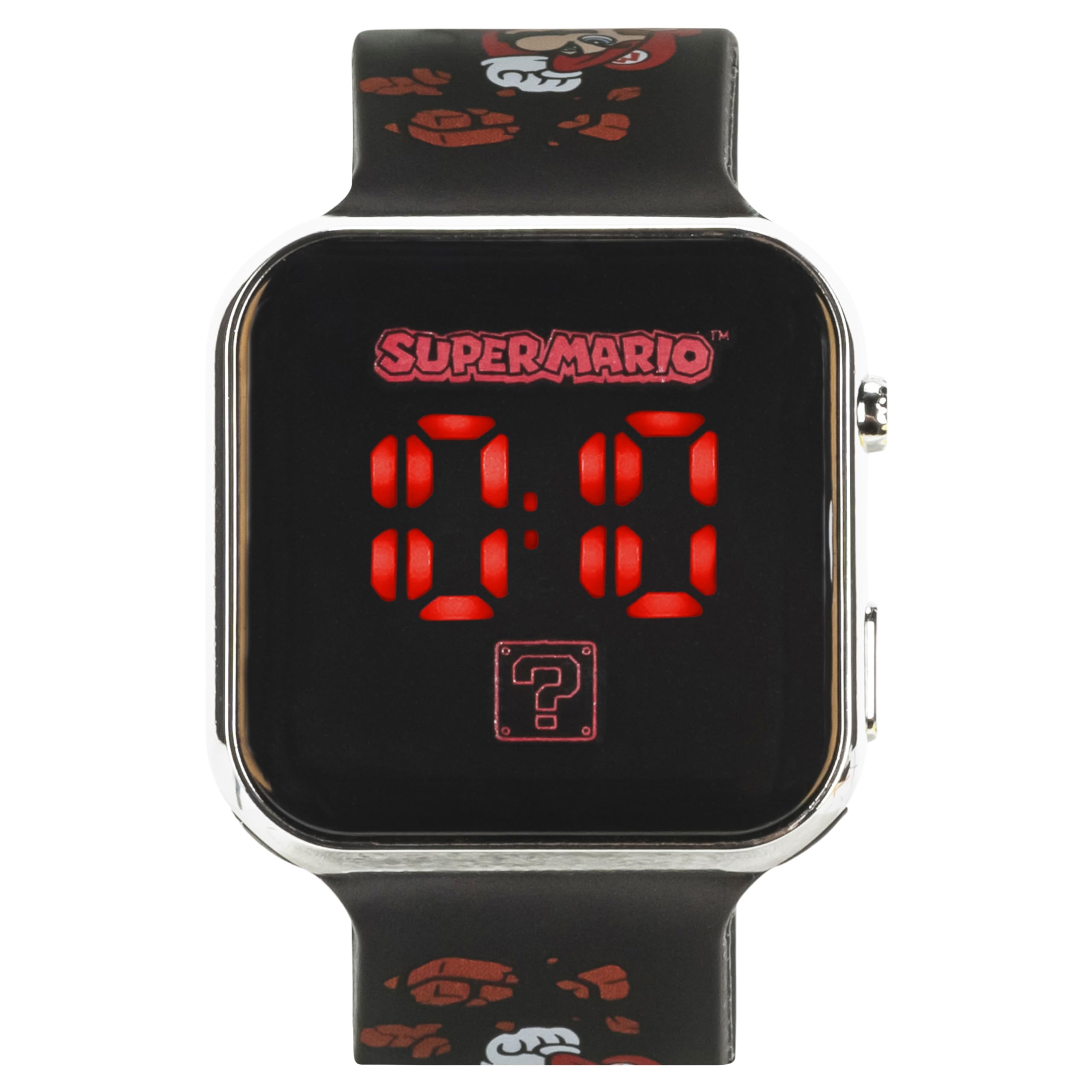 Accutime Nintendo Super Mario Kids Led Watch Silver Plastic Case
