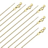 GTVOODX 10Pcs 18k Gold Plated Snake Chain Necklace Stainless Steel 1mm Threader Adjustable Necklace Bulk with Rubber Stoppers for Jewelry Making 20 Inches