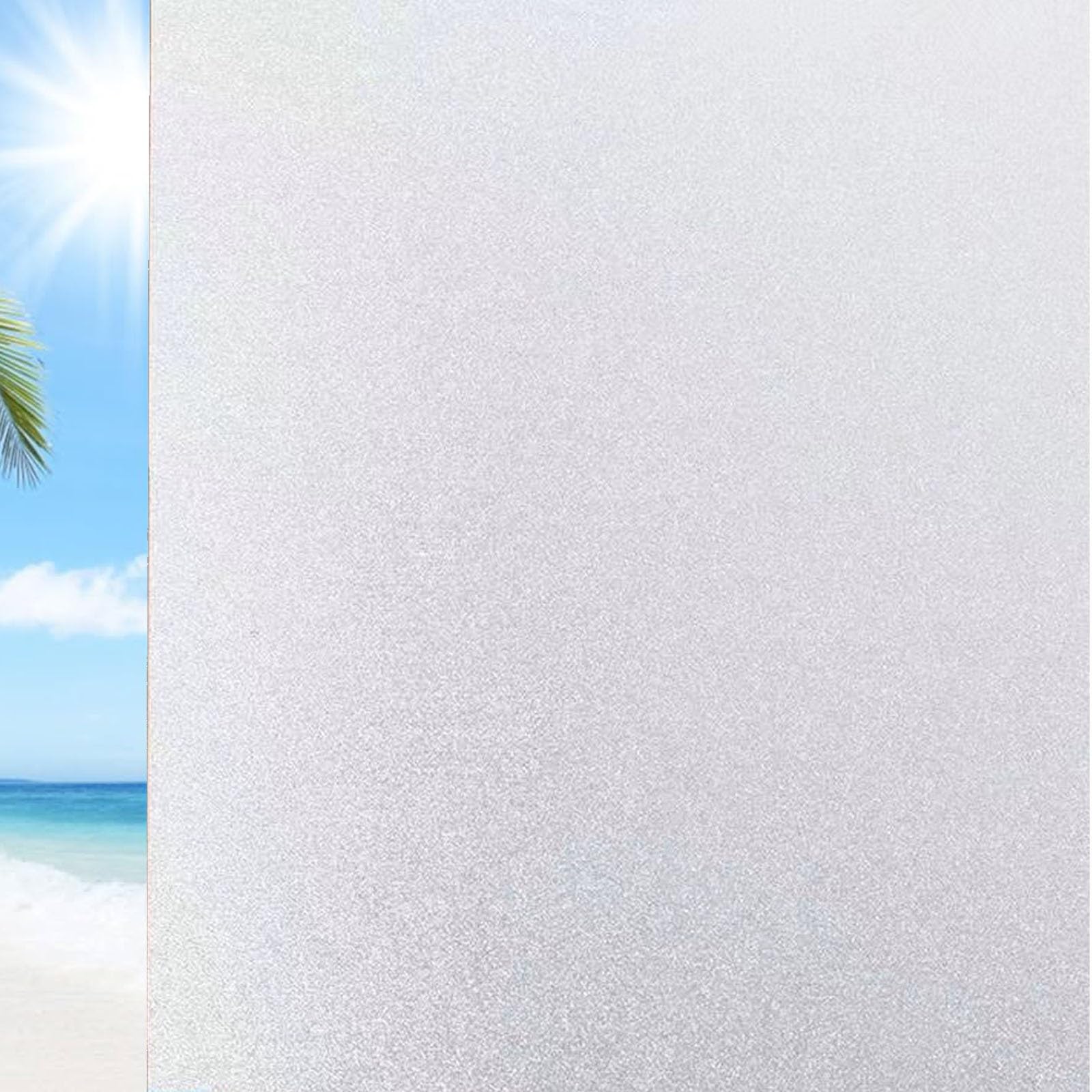 Glass Film for Windows Privacy 60 x 800 cm(24 x 315inch) Sun Blocker Heat Reducing Easy Removal Matte Blackout Privacy Window Film Frosted Window Film for All Smooth Glass Surface, White frosted