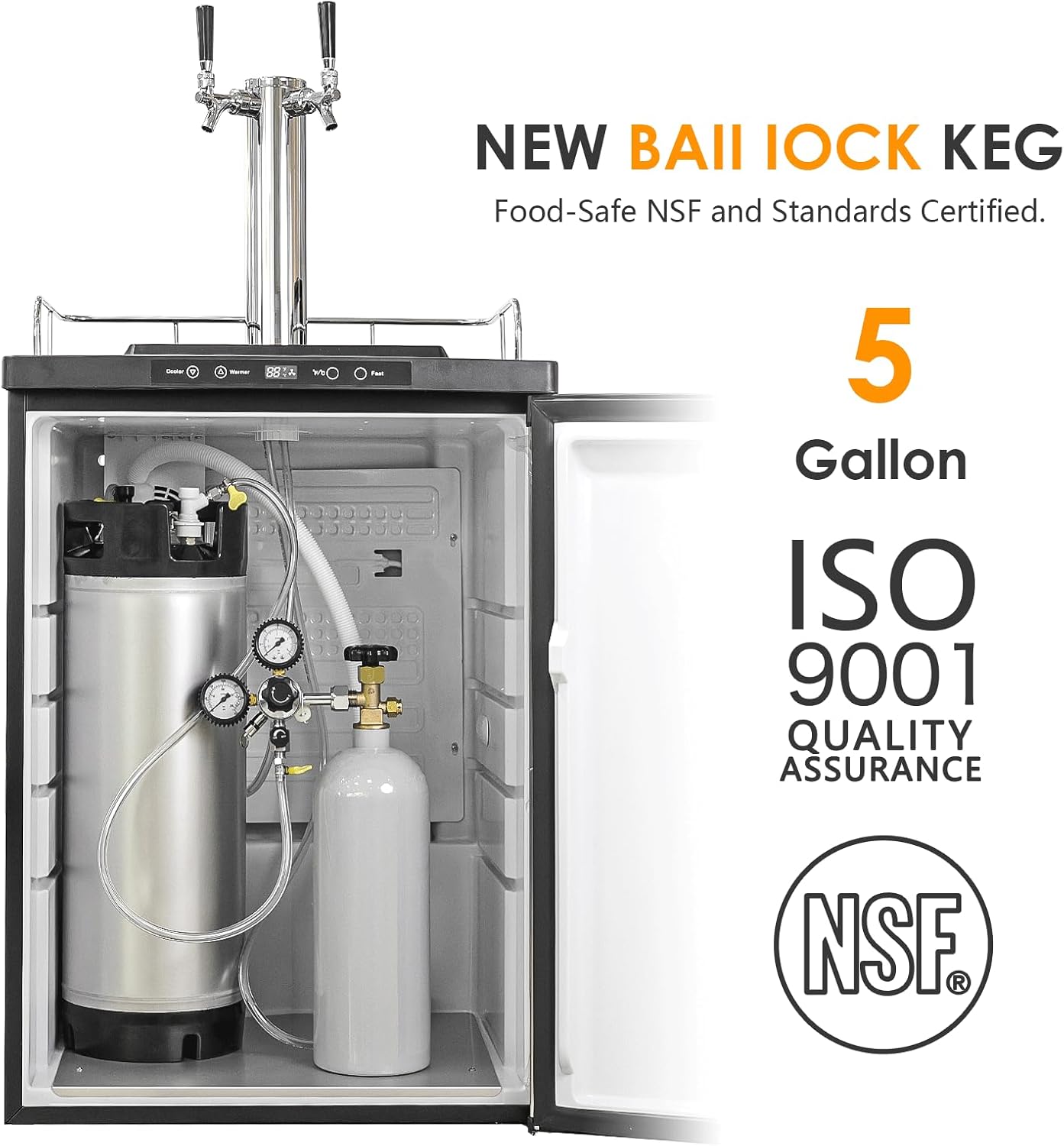 5 Gallon Keg Corny Keg, Stainless Steel Cornelius Keg, 5 Gallon Beer Keg with Dual Rubber Handle, Ball Lock Keg for Home Brewing