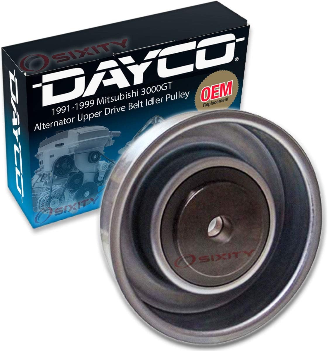 Dayco Alternator Upper Drive Belt Idler Pulley compatible with Mitsubishi 3000GT 1991-1999