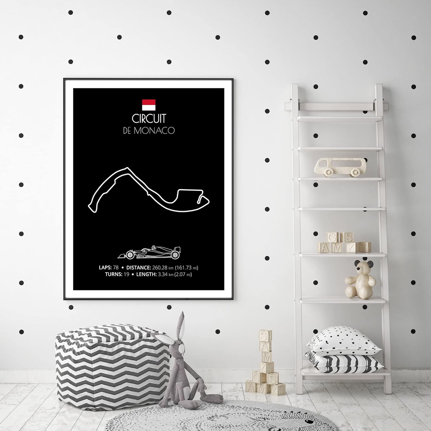 Custom Car Posters Handmade Poster compatible with Circuit de Monaco (Monte Carlo, Monaco) Race Track Poster intended for Formula Racing Fans Print Wall Art Décor - 16x20 Satin Print (Unframed)