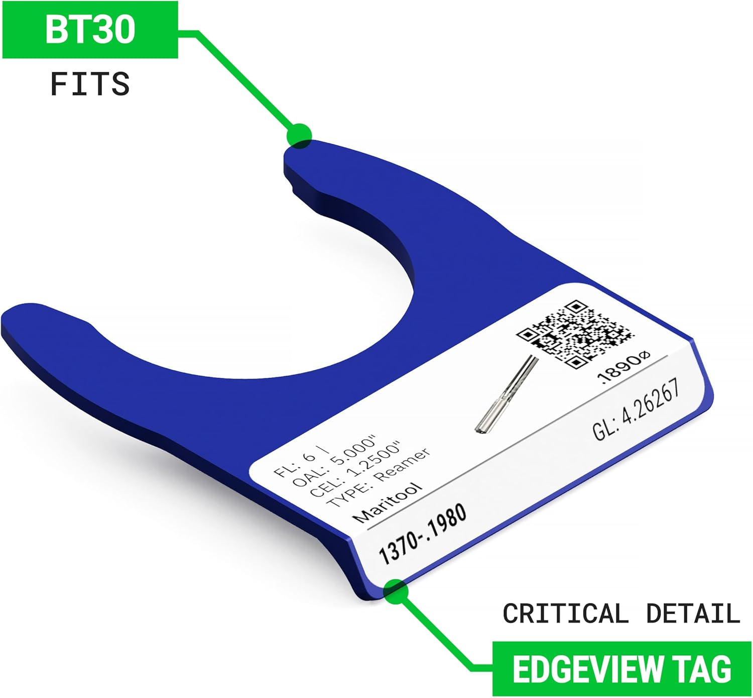 Edgeview CNC Tool Holder Tool Tag Label Organizers (BT30)