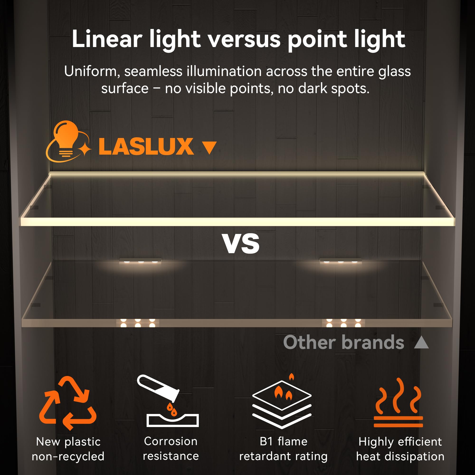 Éclairage LED pour bord de vitrine, 10 LED en aluminium, 2 m, sol en verre de 6 à 8 mm, profilé en U découpable, éclairage de sol en verre pour étagères de présentation, vitrines, bars