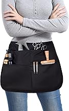 Waterproof Hair Stylist Apron with 5 Pockets - Bleach-proof Half Waist Apron for Salons, Cosmetology, & Groomers