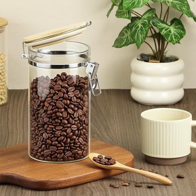 Frasco de Vidrio Borosilicato QWORK 40oz con Tapa de Bambú Hermética miniatura 2