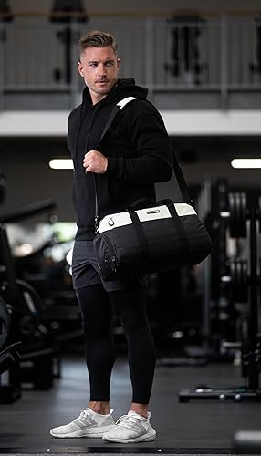 Miniatura 7 de Fitgriff Bolsa de gimnasio V2 para hombres y mujeres con compartimento para zapatos y artículos húmedos, bolsa de lona para viajes, deportes,