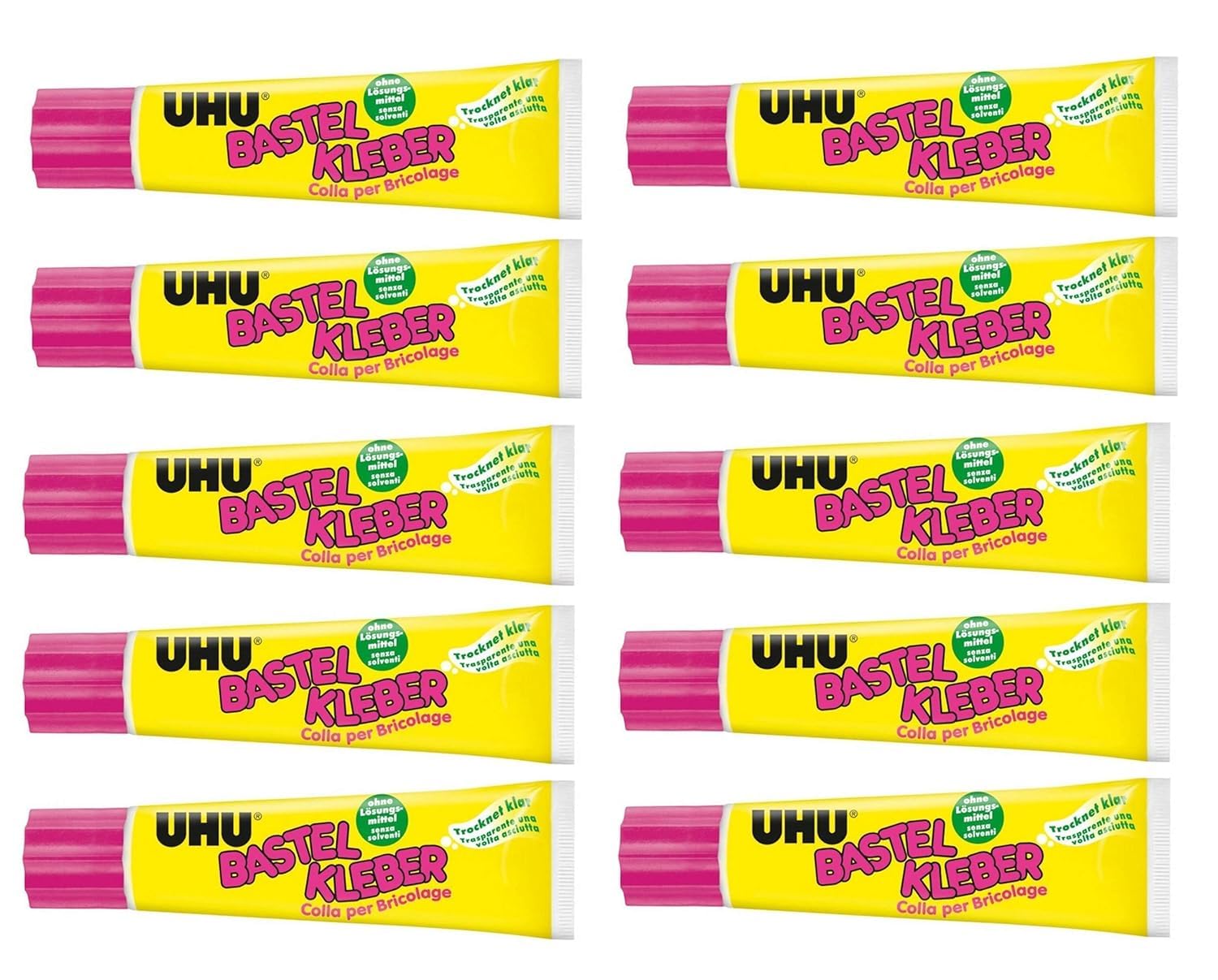 UHU 47735 Bastelkleber ohne Lösungsmittel, 90 g Tube (10er Pack)