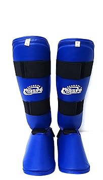Prospo Taekwondo Shin Instep in Karate Taekwondo Shin Pad Muay Thai Kick Kickboxing MMA Shin Guard (Blue)