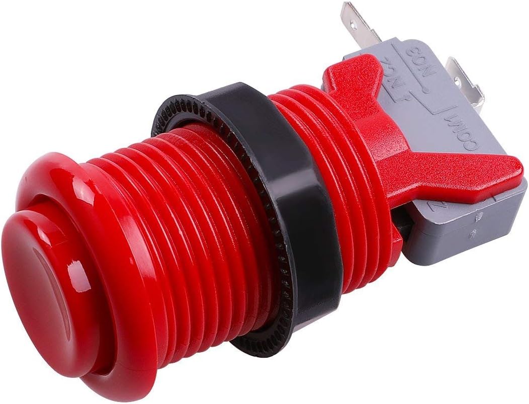 Reyann 6x Happ Type Standard Arcade Push Button - Red - With Microswitch