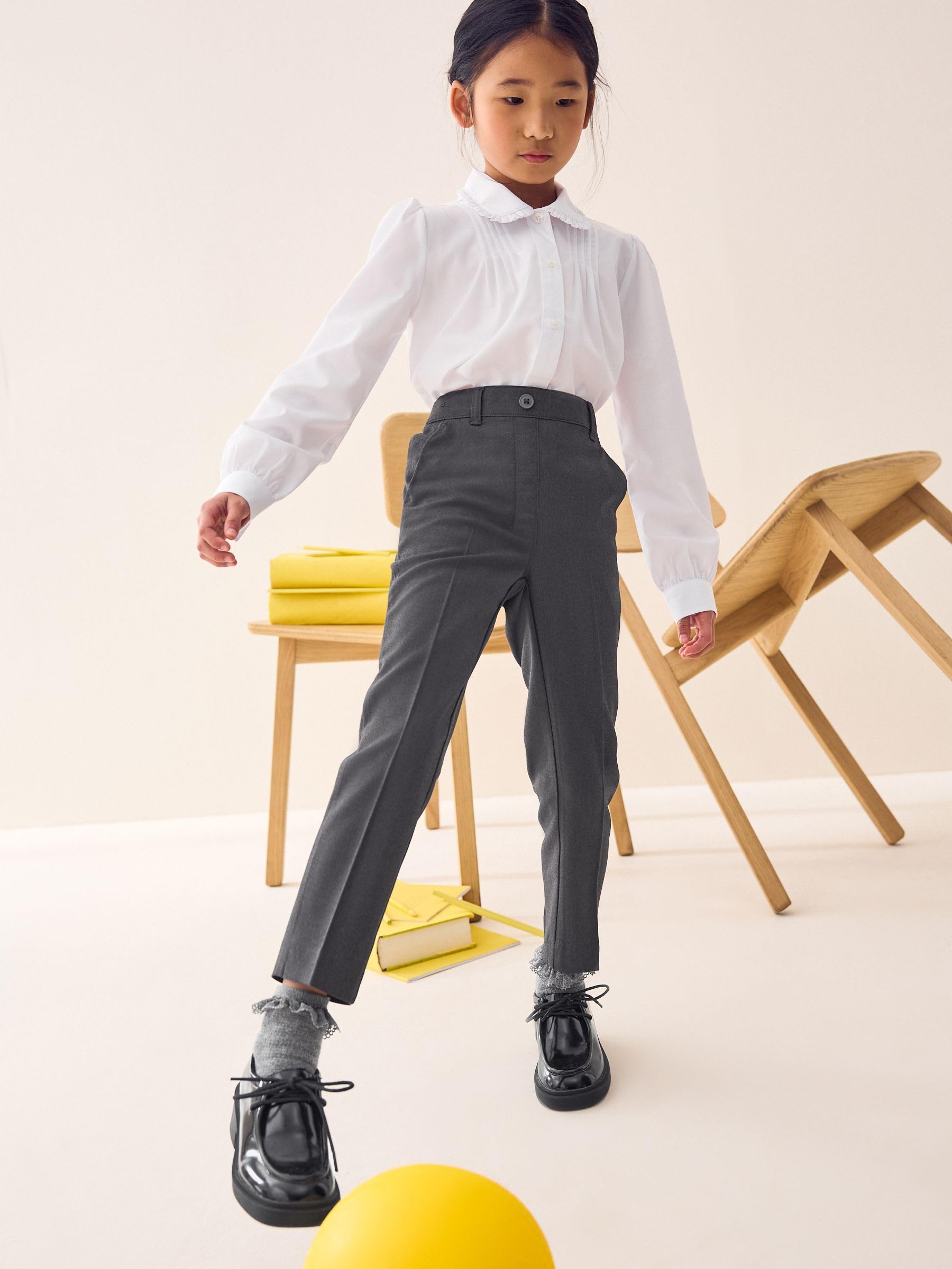 NEXT Niñas Pantalones Escolares sin Cierres con Parte Delantera Lisa