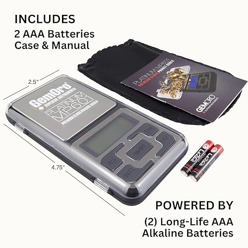 Miniatura 6 de GemOro Platinum MP601 - Báscula de joyería  Báscula de cocina de bolsillo de clase premium  Herramienta de precisión digital  Lectura y precisión