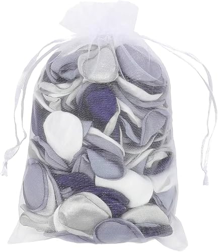 Miniatura 7 de Emivery Pétalos de rosa de seda, 300 pétalos de flores azul polvoriento, con bolsa de organza, pétalos de dispersión de flores para boda, pasillo,