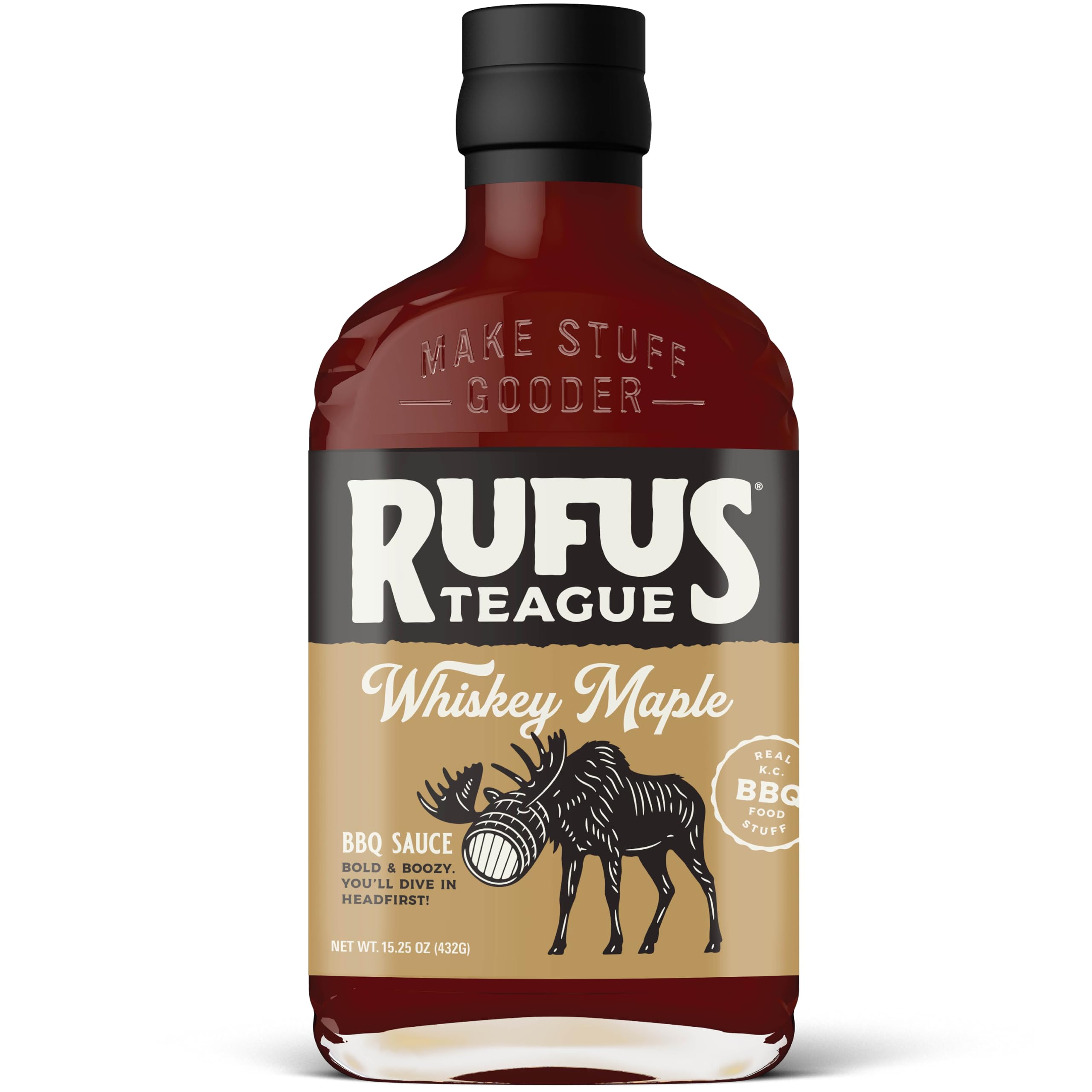 Rufus Teague Whiskey Maple BBQ Sauce (432 g) - Barbecue Sauce mit feinem Ahornsirup und Bourbon-Whiskey - glutenfrei & Non-GMO