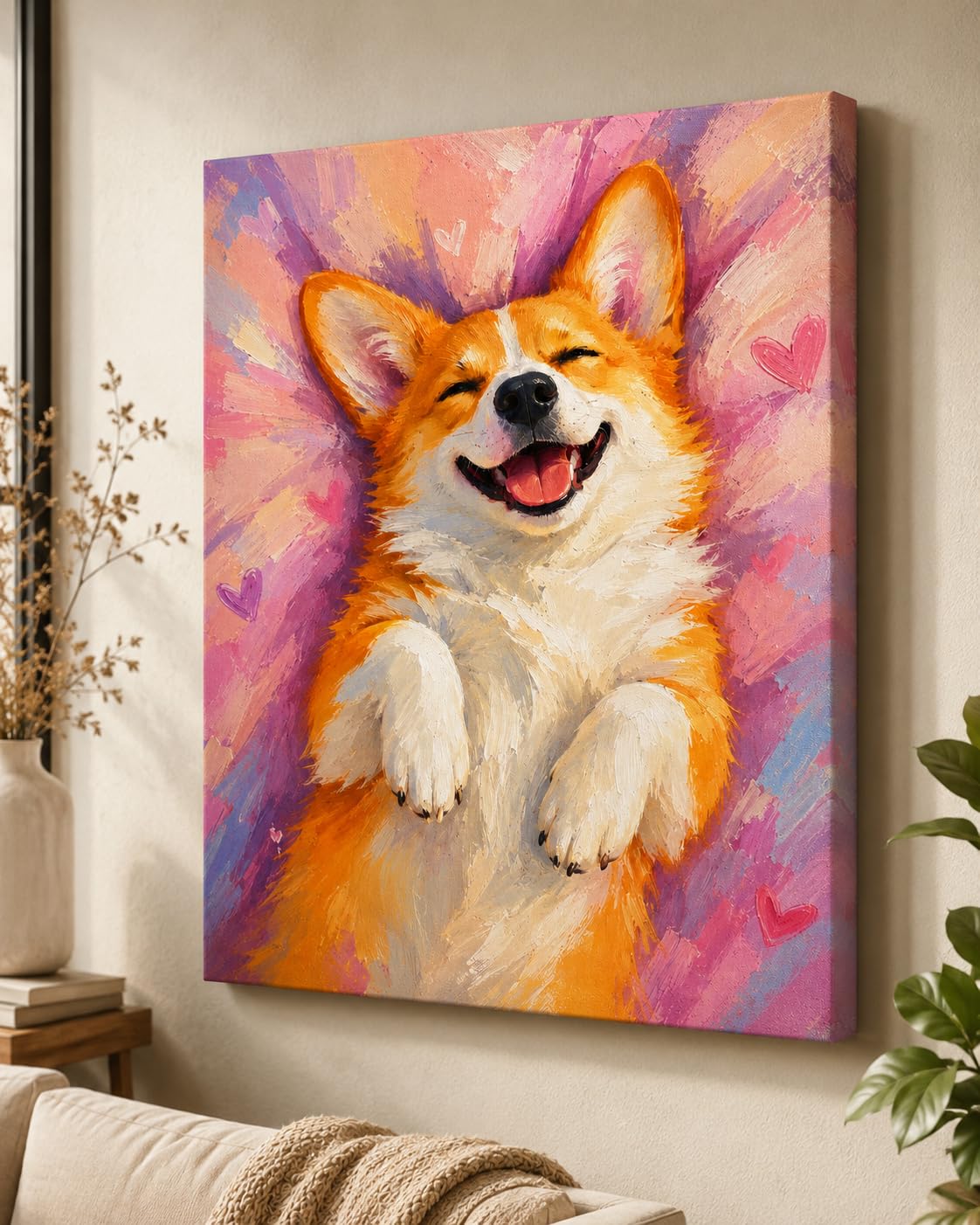 Rakhi Art Studio Oil Painting Handmade on streched canvas CuteDog, A5 Size | Cute Animal Designs, Wall Art Decor, Vibrant Colours, Cosy Space Display, Gallery Ready-image-27